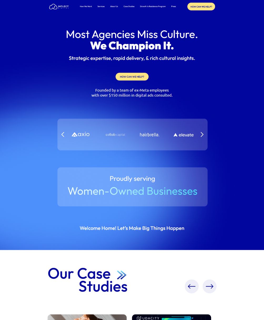 Corporate website design for Inflect Digital, digital marketing agency