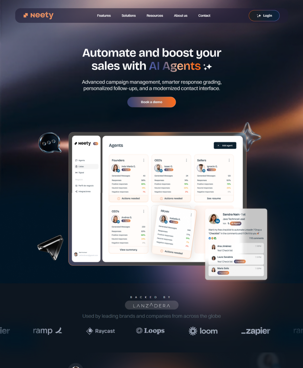 Recent project: Neety landing page, modern and responsive web design